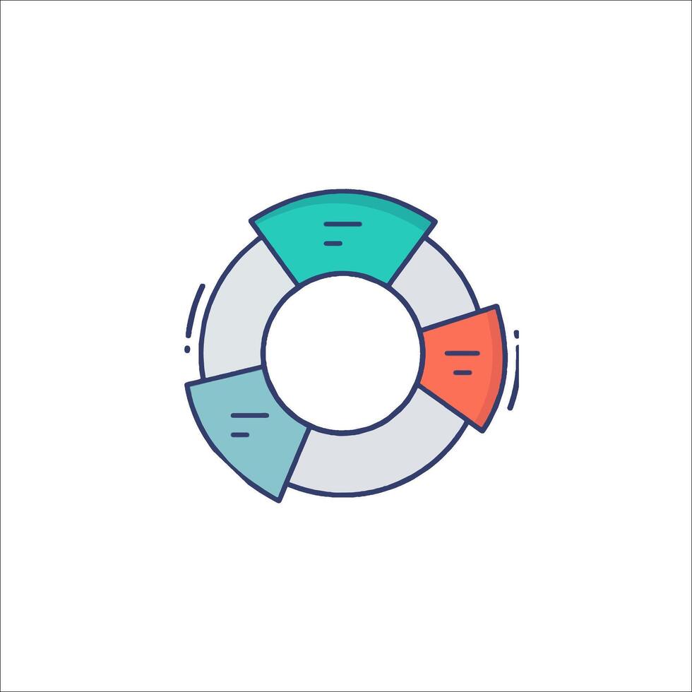 A colorful circle with a line through it vector