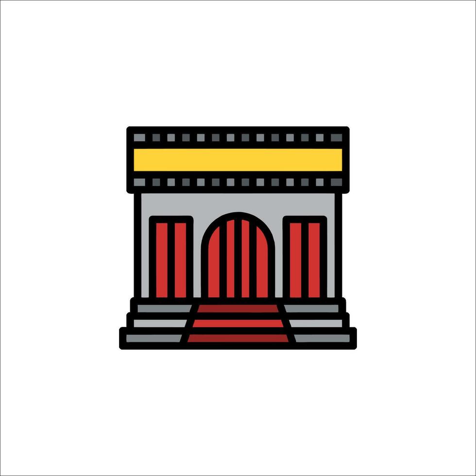 A building with a red and yellow door vector