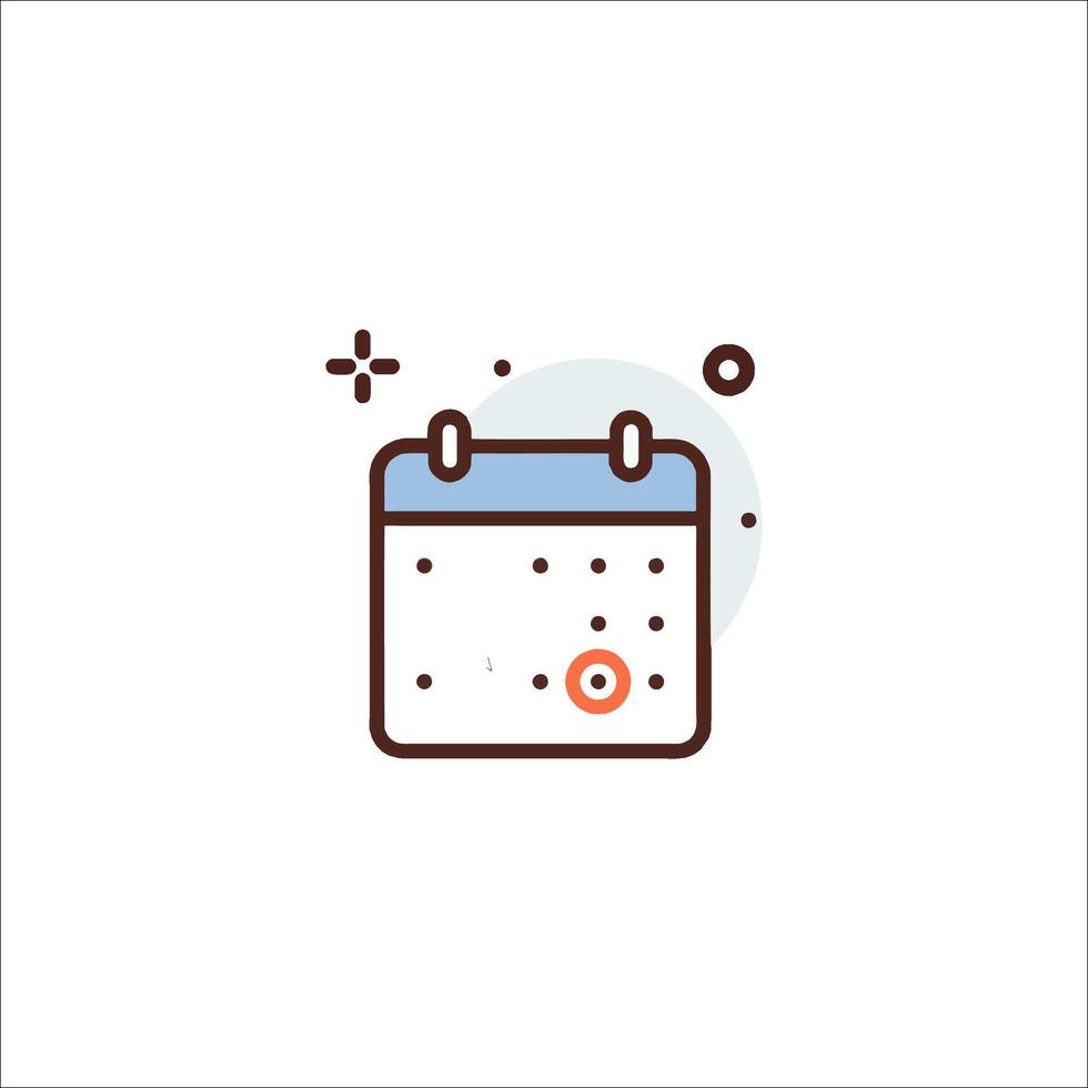 A calendar icon with a dot on it vector