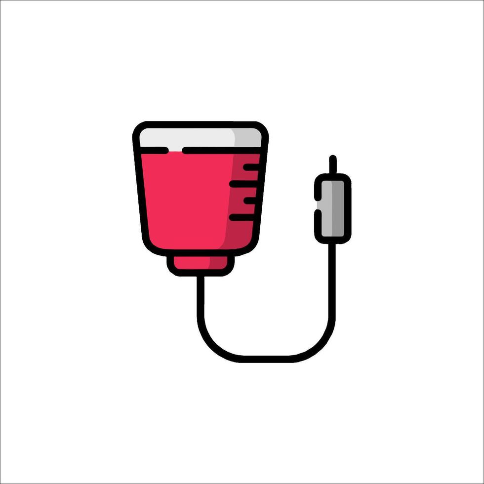 A red blood bag connected to a power cord vector