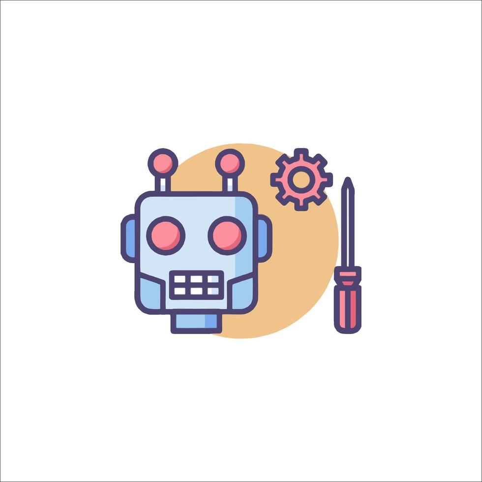 A robot with a wrench and a screwdriver vector