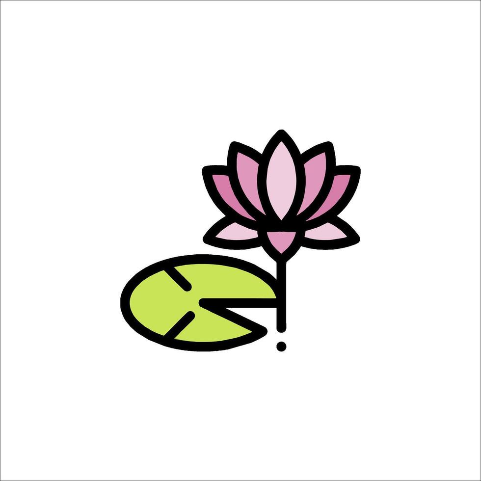 A pink lotus flower with leaves on it vector