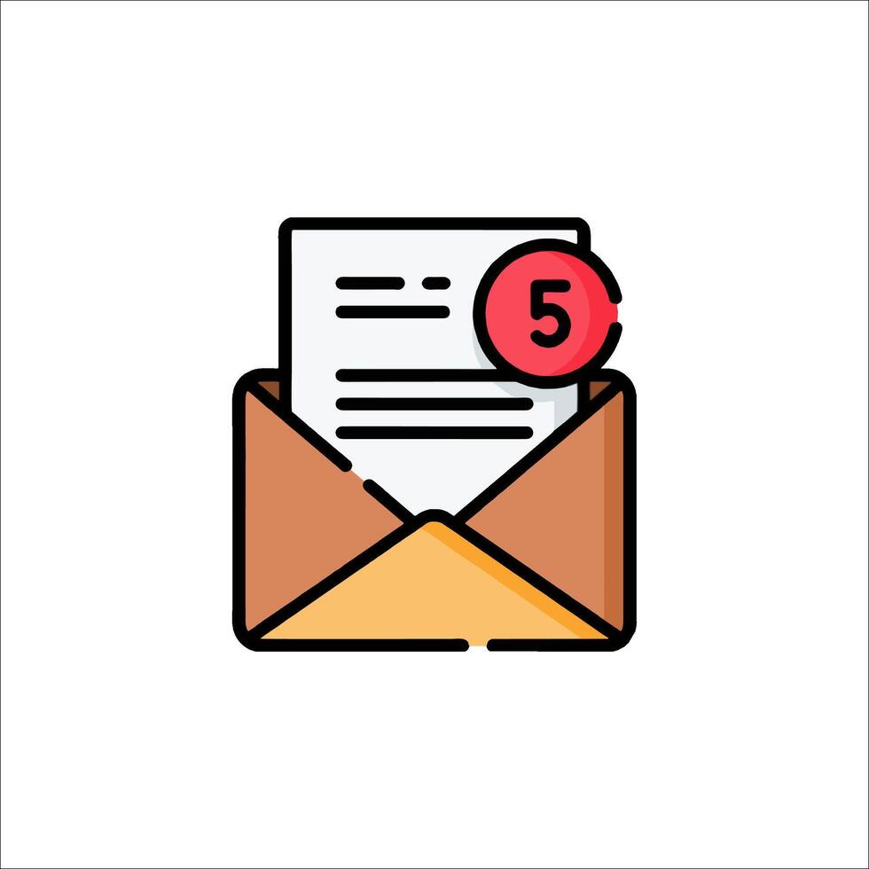 Email envelope icon with a red dot on it vector