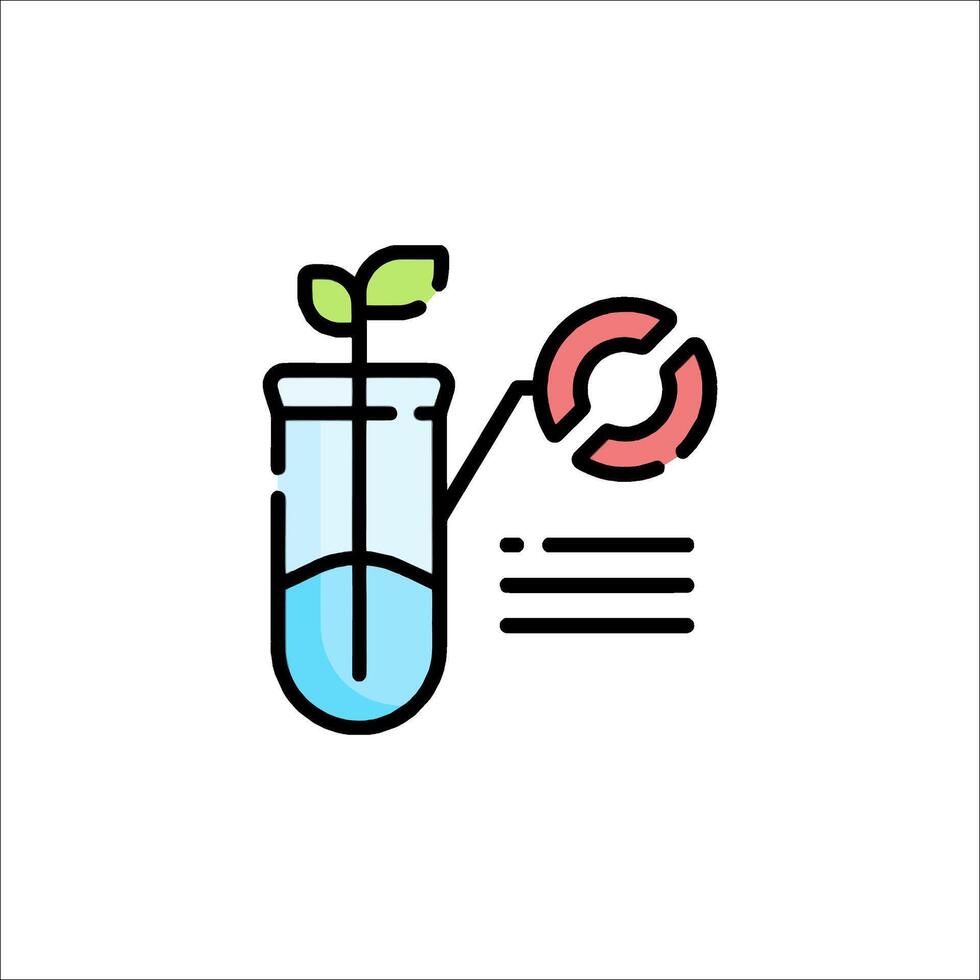 A line drawing of a plant in a test tube vector