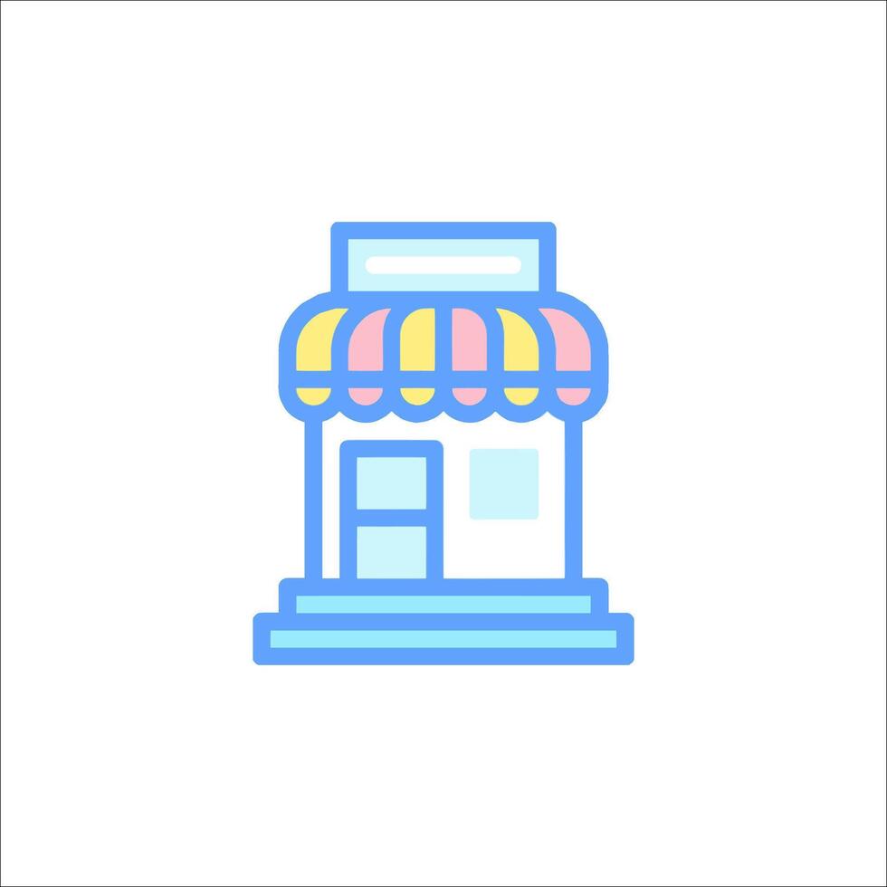 A small store icon with a yellow awning vector