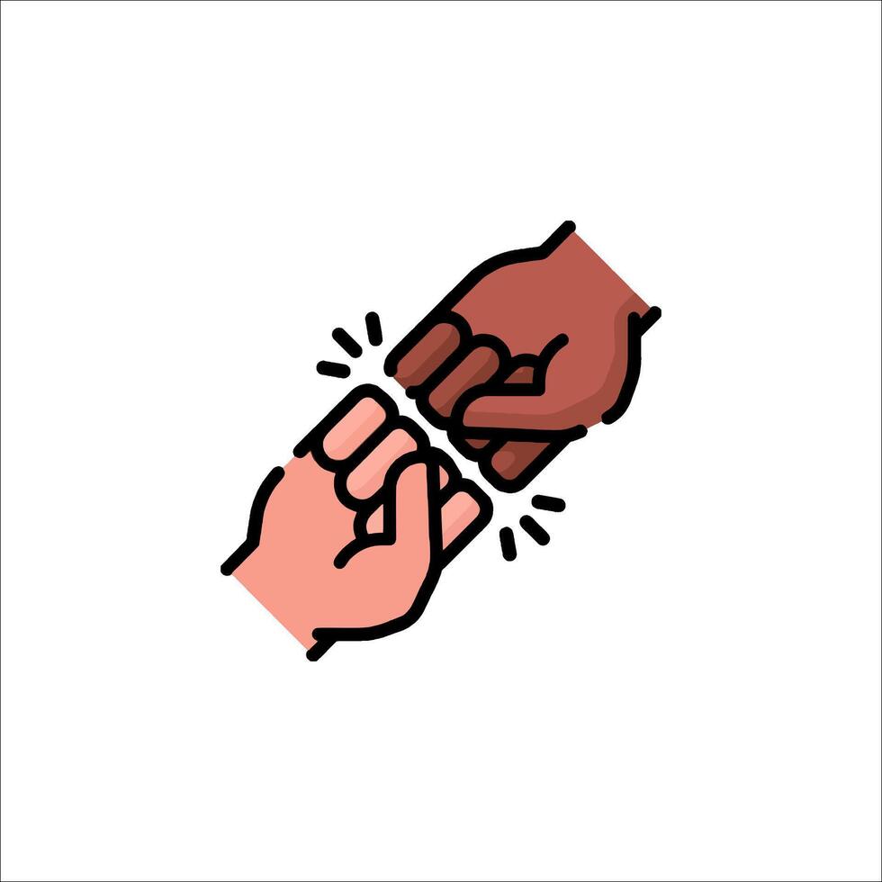Two hands holding each other in a line icon vector