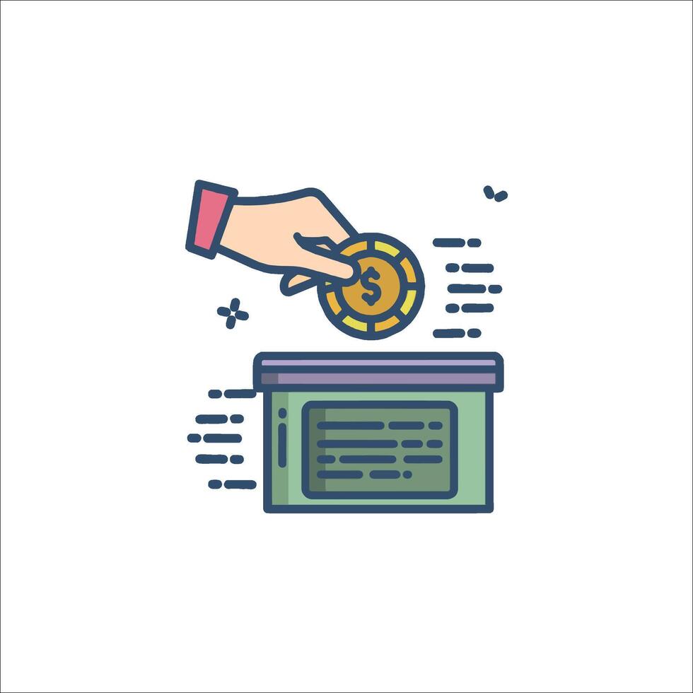 A hand putting money into a box vector