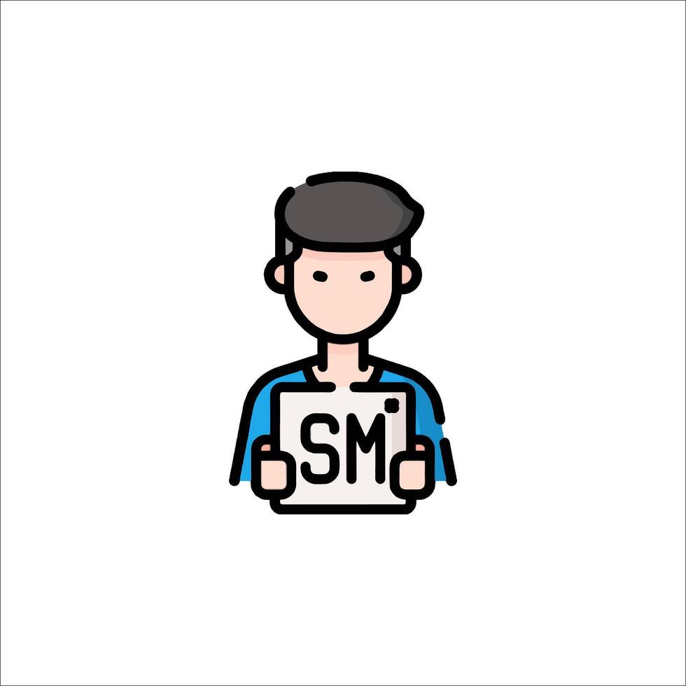 A man holding up a sign that says sm vector
