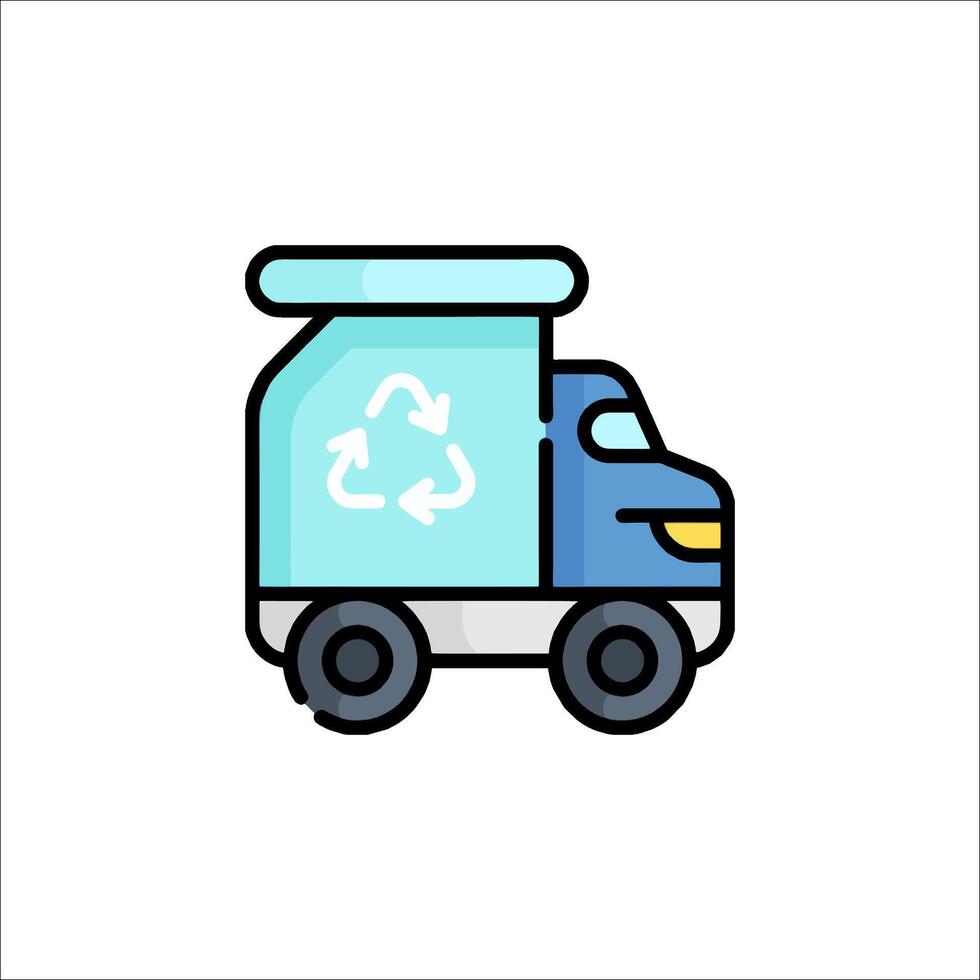 A garbage truck with a recycling symbol on it vector
