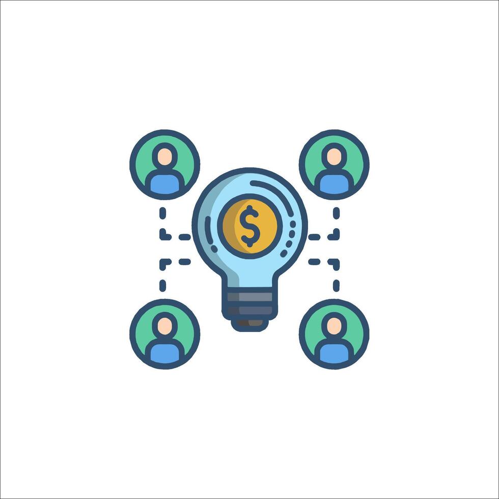 A light bulb with people around it and a dollar sign vector