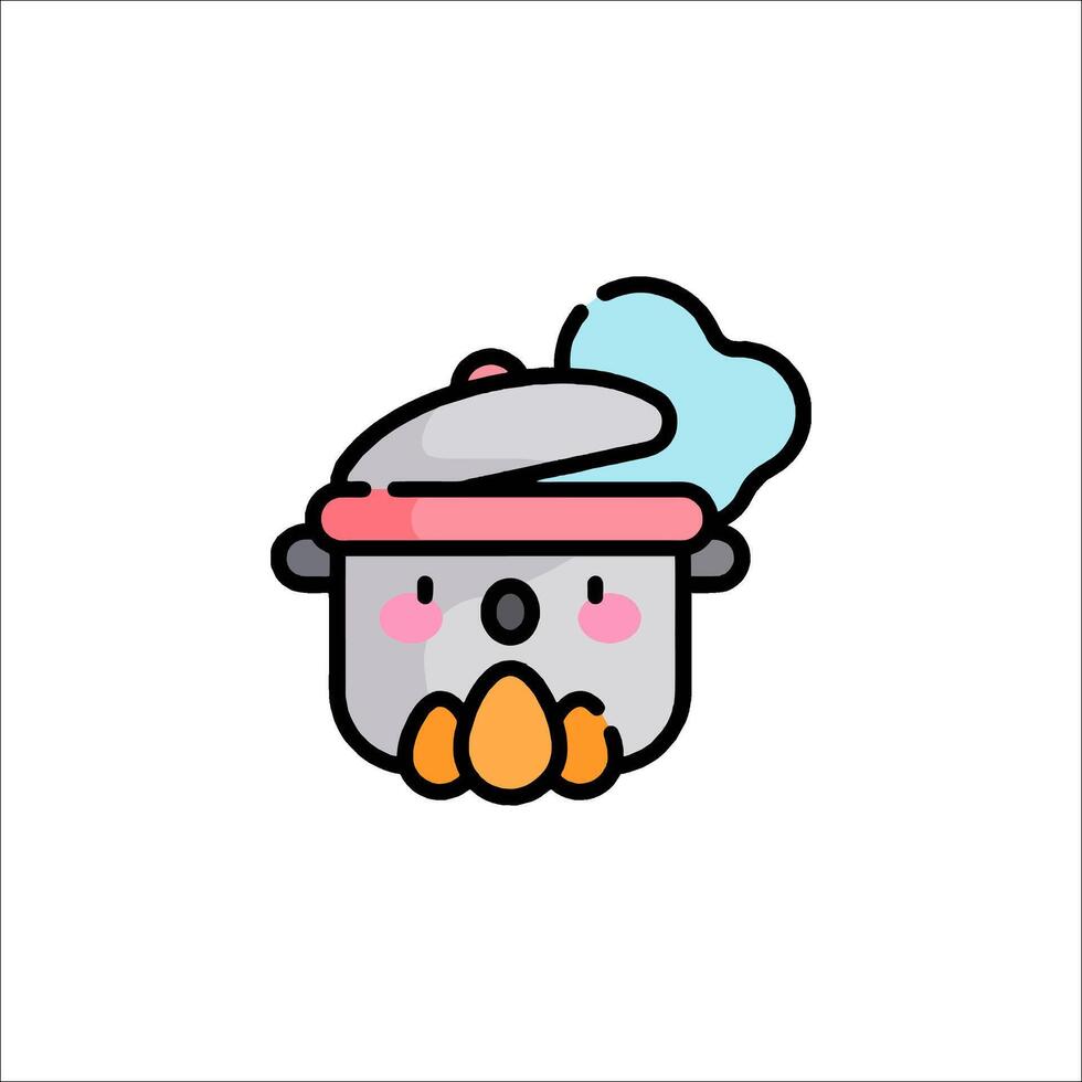 A cute little pot with a face on it vector