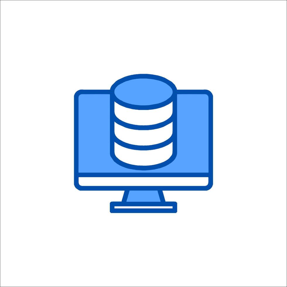 A computer with a stack of data on it vector