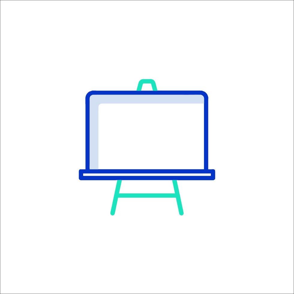 A white easel with a blue background vector