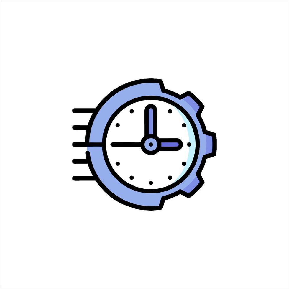 A clock icon with a blue and white background vector