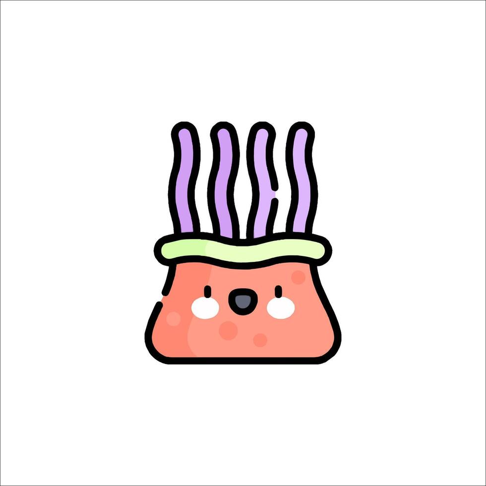 A cute little monster with a face and a long tongue vector