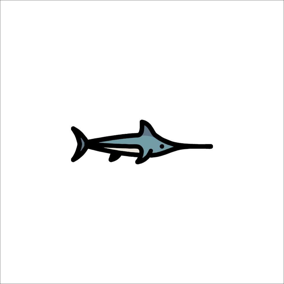 A fish with a long tail is shown in a simple design vector