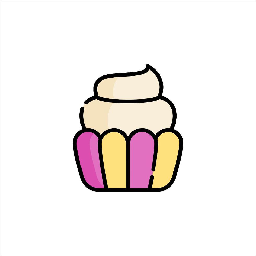 A cupcake icon with a pink and yellow stripe vector