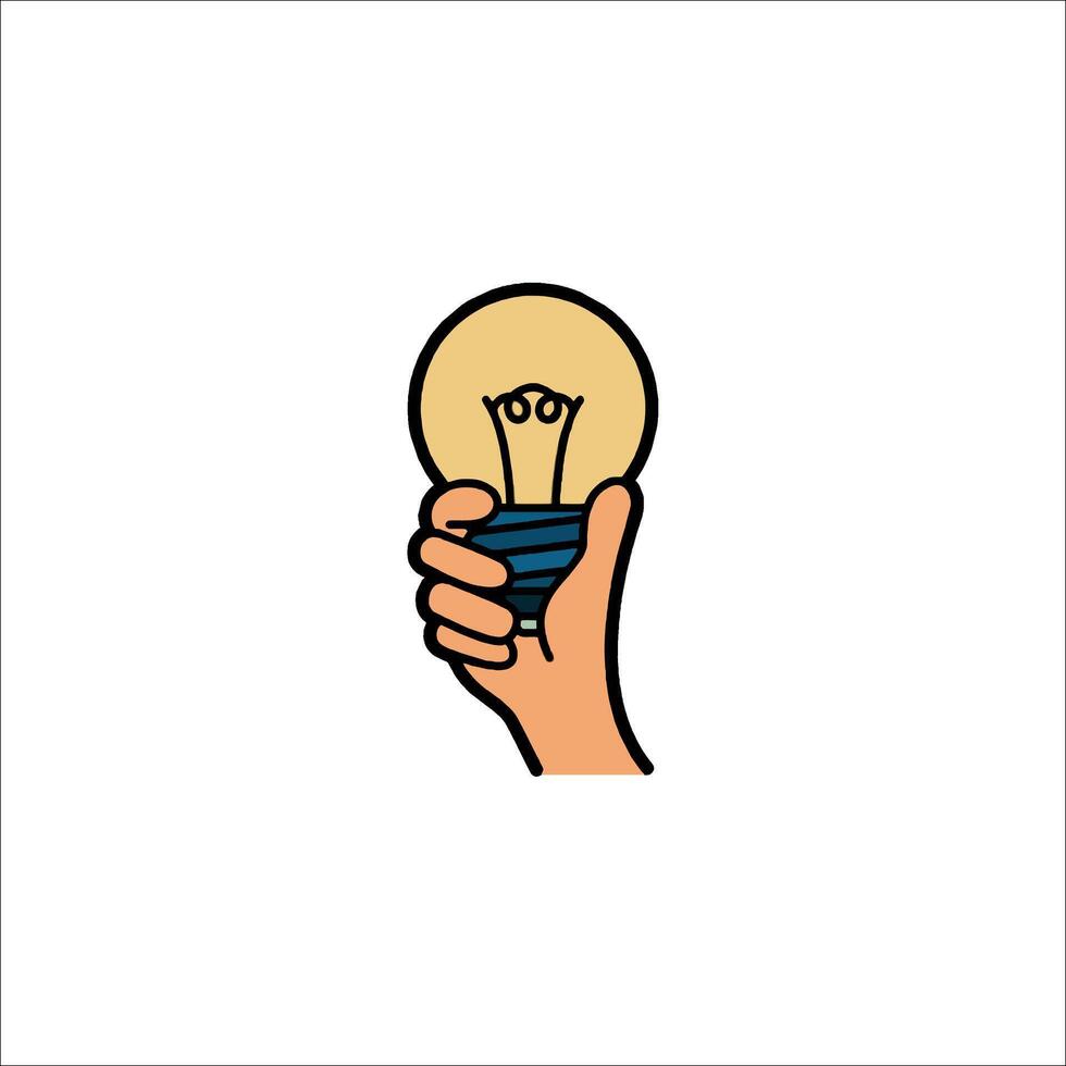 Hand holding a light bulb icon vector