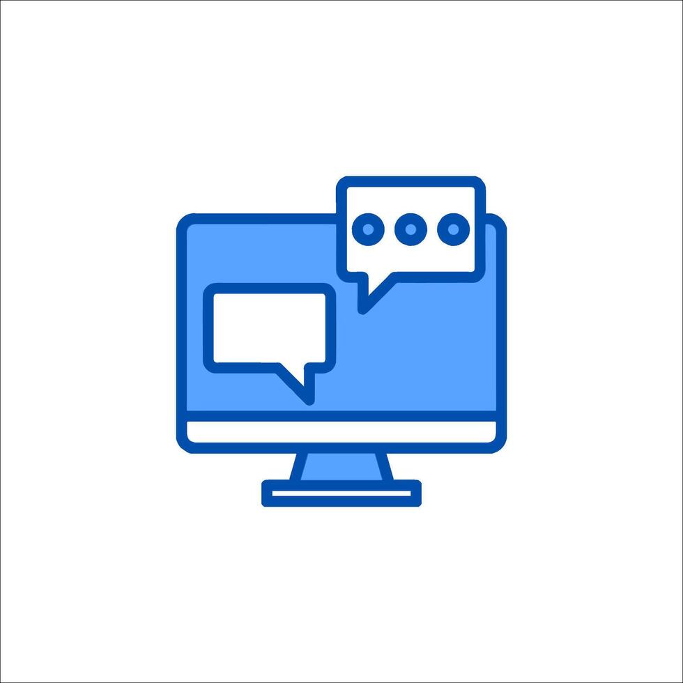 A computer monitor with two speech bubbles vector
