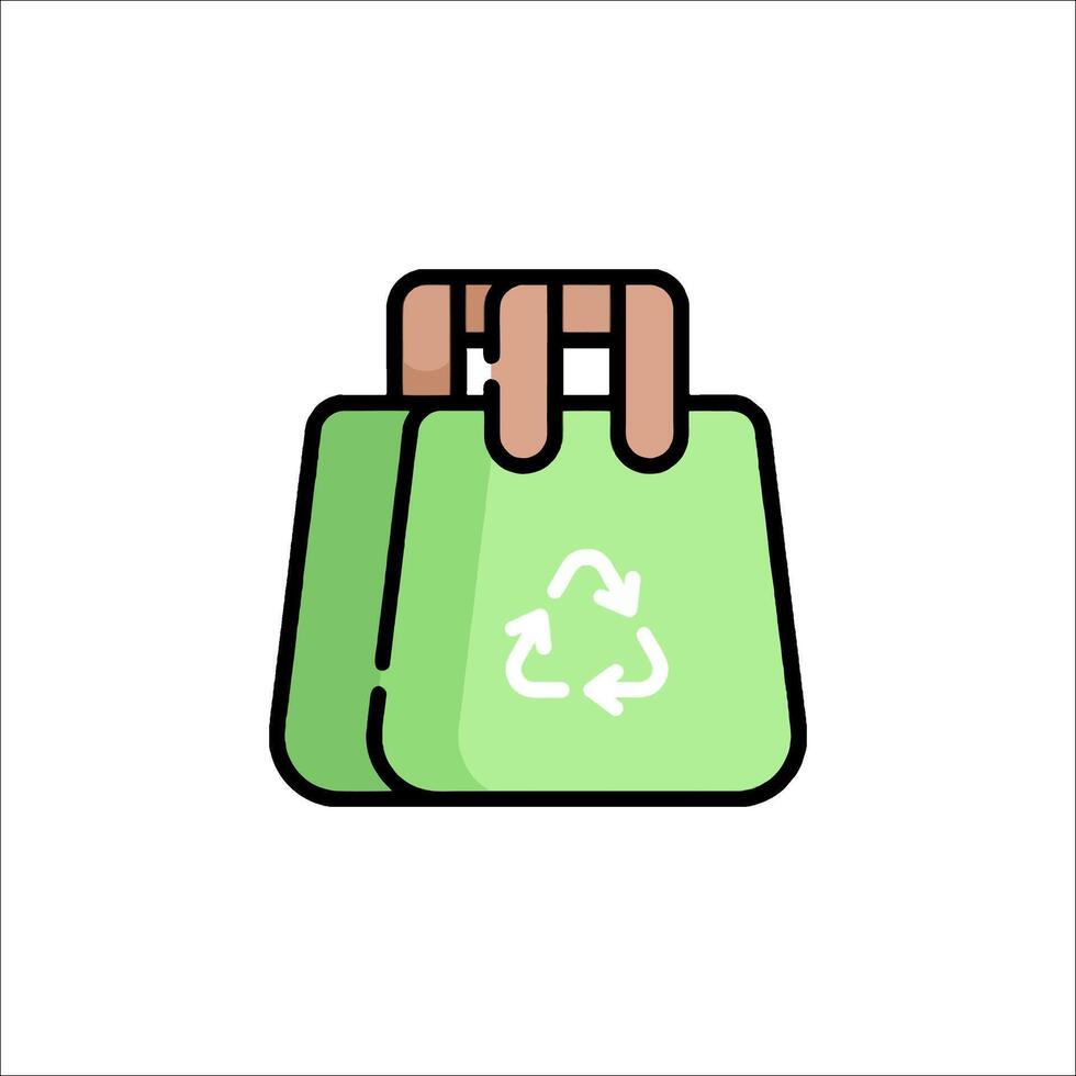 A green shopping bag with a recycling symbol on it vector