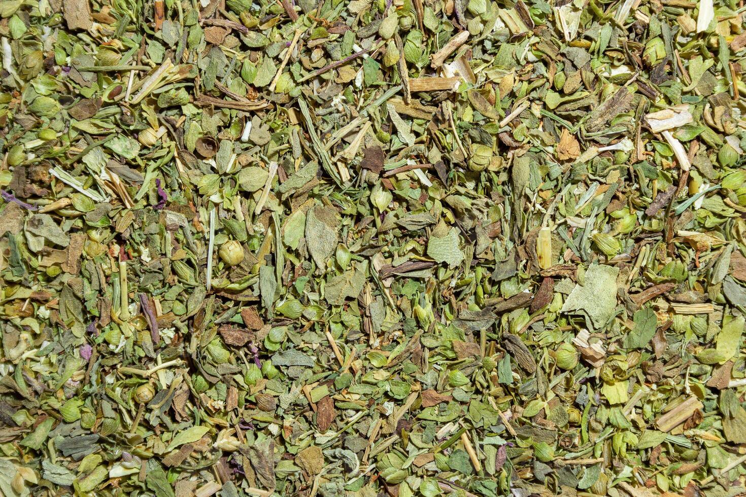 Dry Aromatic Herbs and Flavorful Spices Mix. A Culinary Canvas of Aroma Herb Seasoning. Textured Background for Gourmet Cooking. The Harmonious Combination of Dried Herbs and Spices - Top View photo