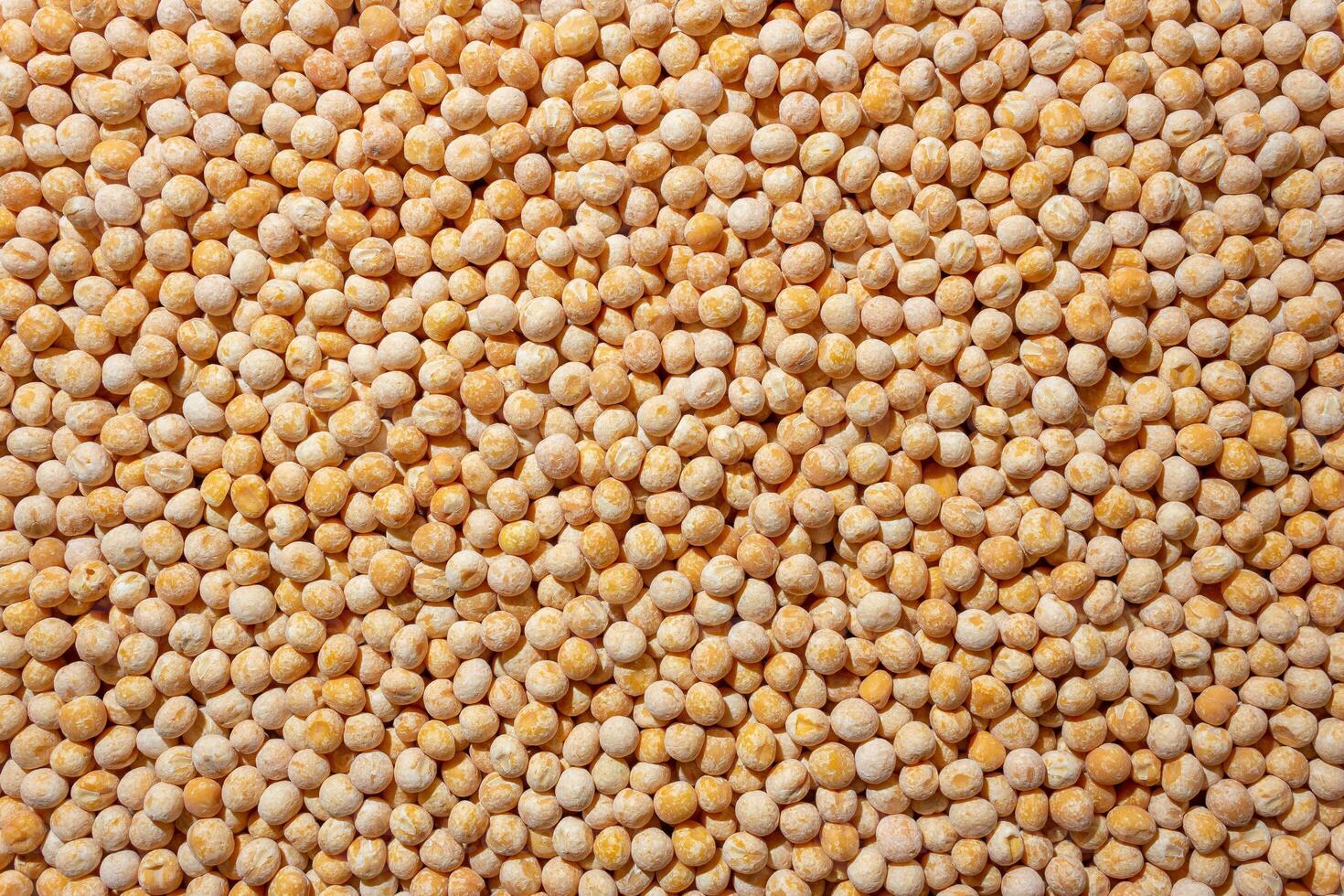 Uncooked Yellow Polished Peas Background. A Culinary Canvas of Dry Yellow Peas, Creating a Lively and Textured Background for Gourmet Cooking. Scattered Raw Polished Peas. Healthy Eating Ingredients photo