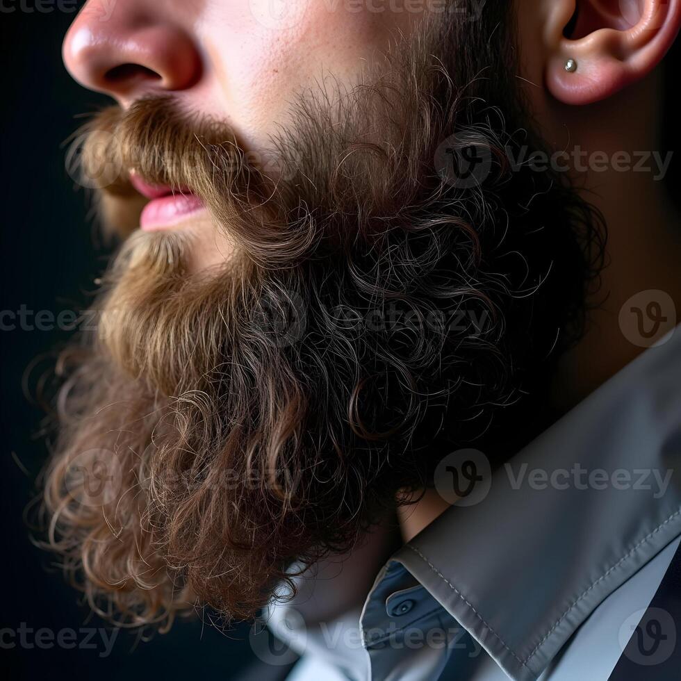 Closeup of the big male beard photo