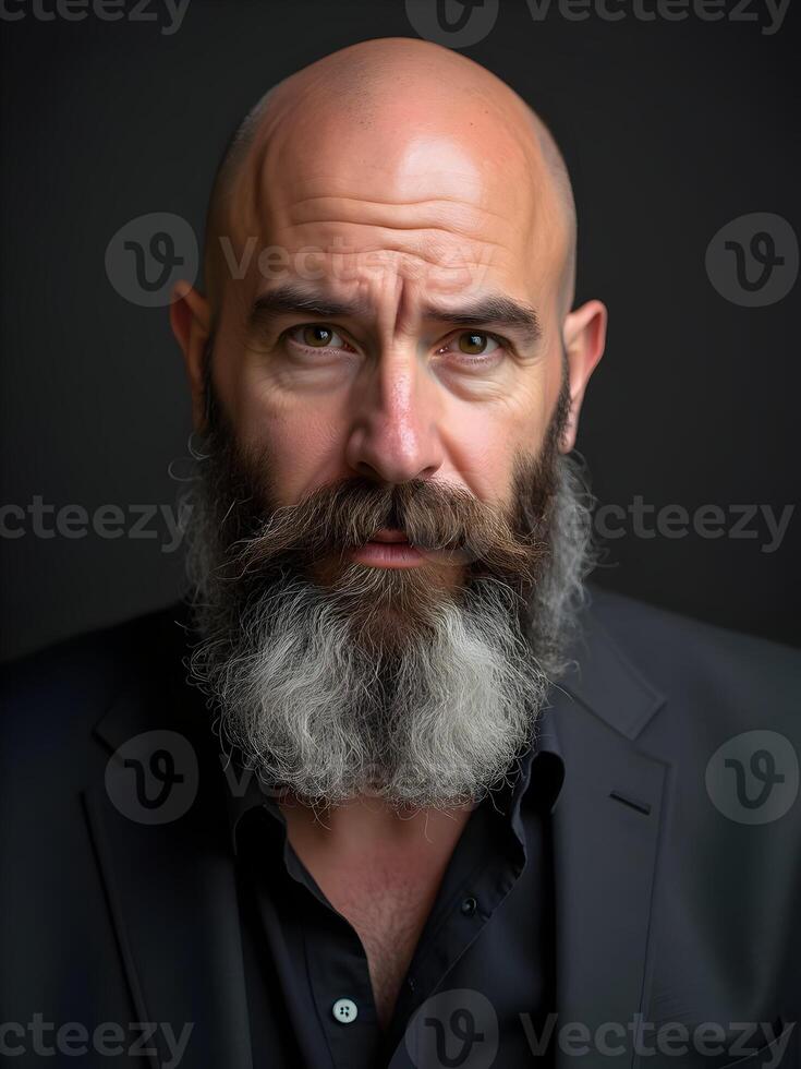 Portrait of bald man with beard photo