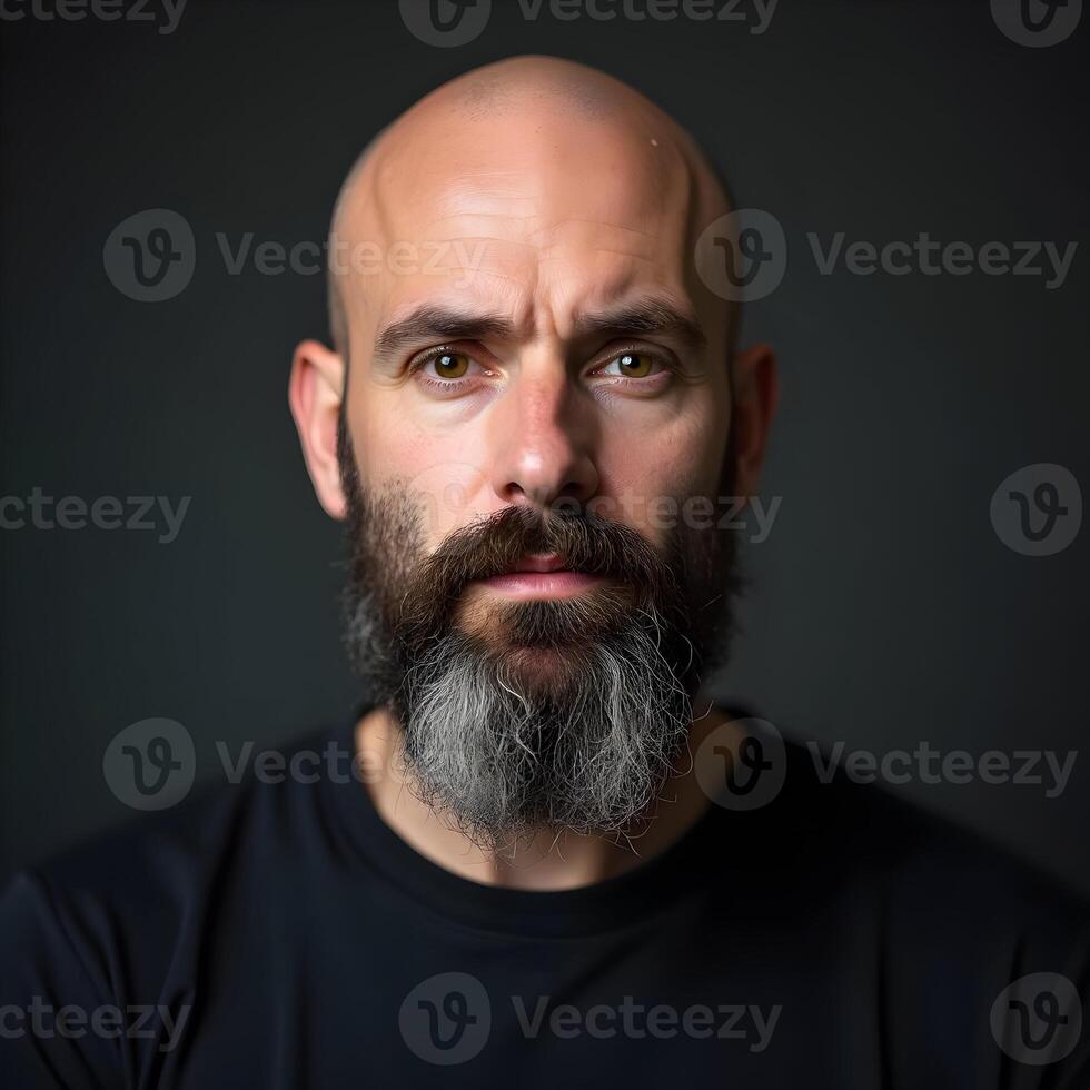 Portrait of bald man with beard photo