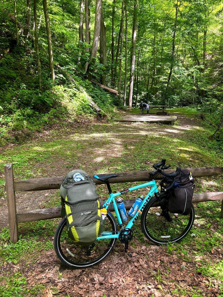 bicycle, touring, camping, bike path, river, tunnel, bridge, tent photo