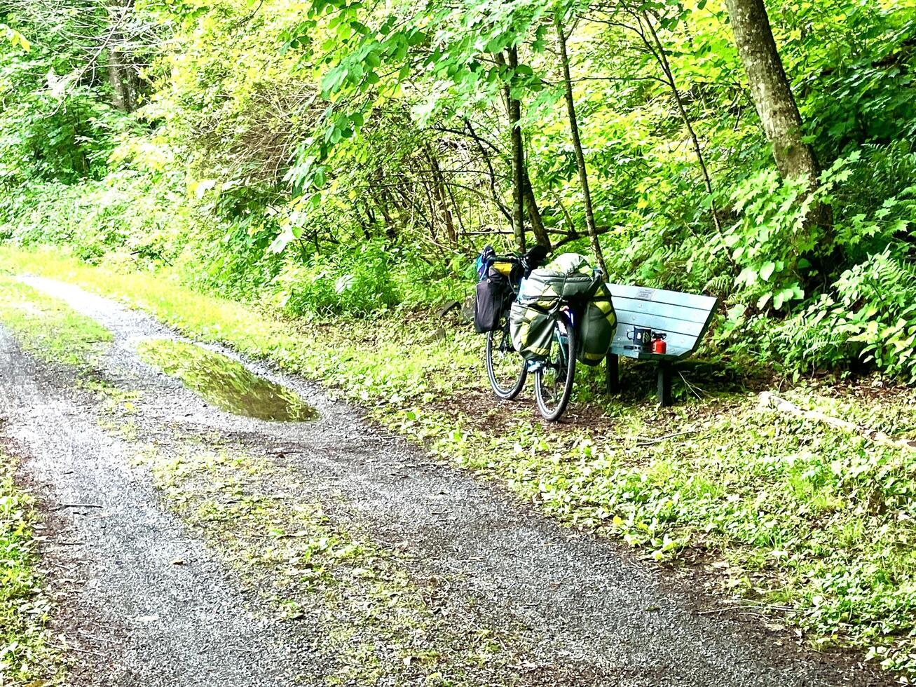bicycle, touring, camping, bike path, river, tunnel, bridge, tent photo
