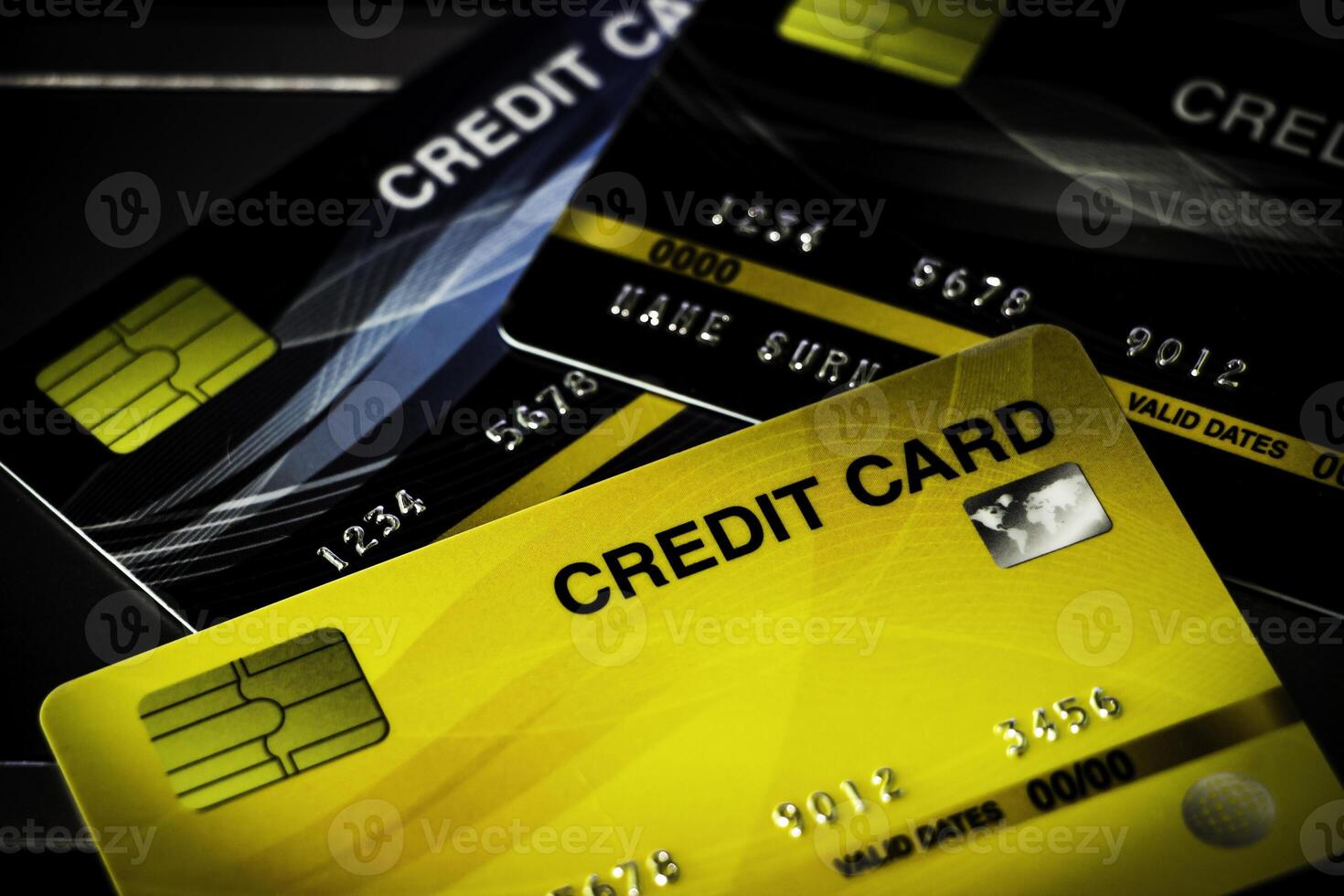 Close up shot credit card with selective focus for background. photo