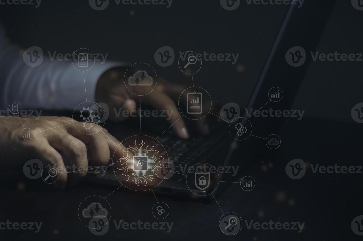 Digital transformation change management, internet of things. new technology bigdata and business process strategy, customer service management, cloud computing, smart industry. Ai technology. photo
