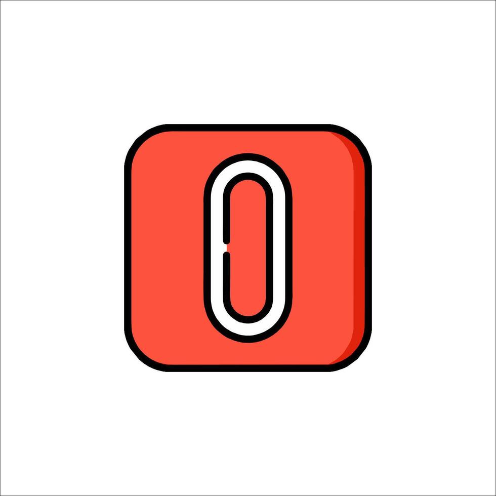 The letter o in a red square icon vector