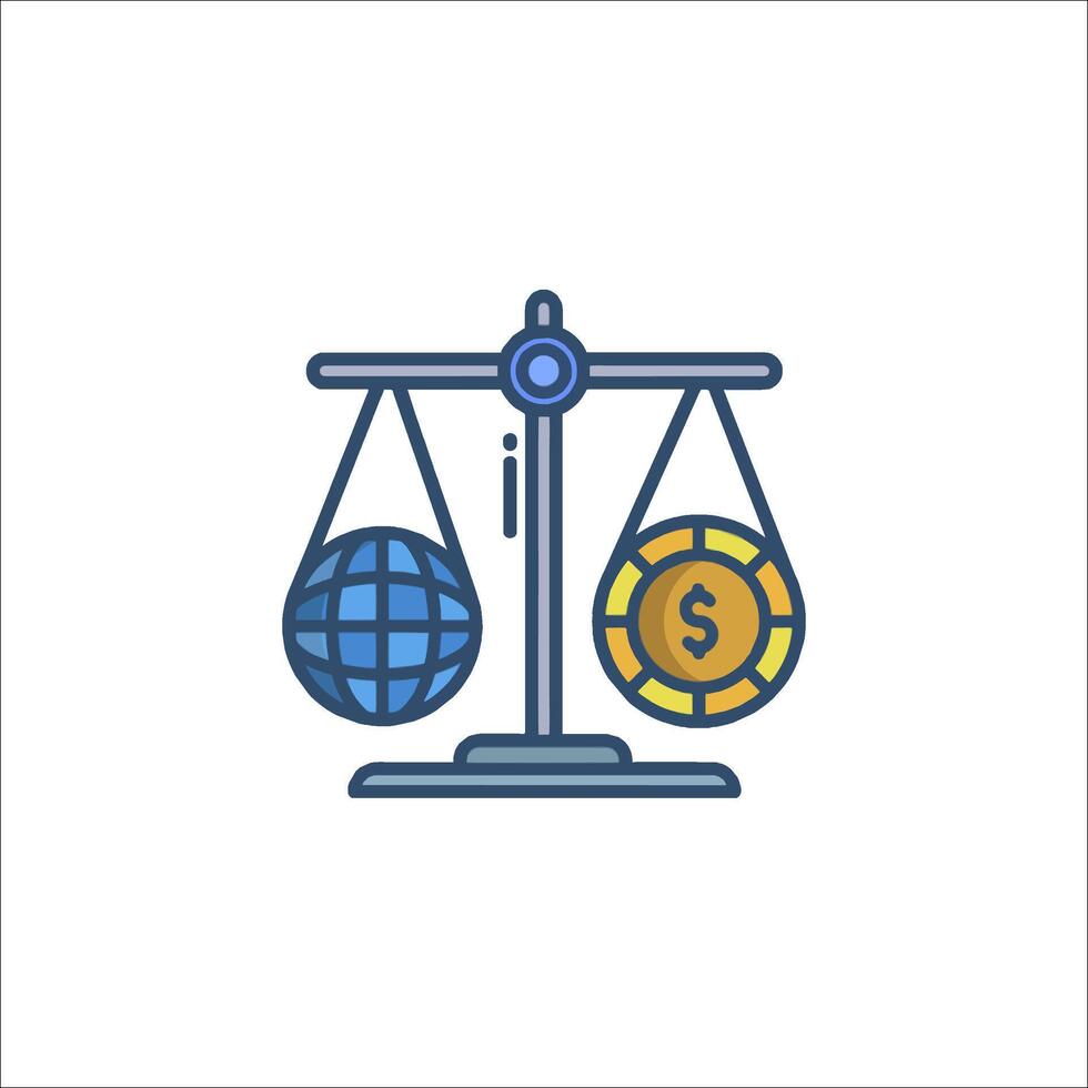 World balance icon with globe and dollar coin vector