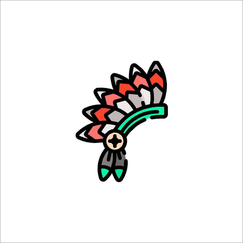 An indian headdress icon in a flat style vector