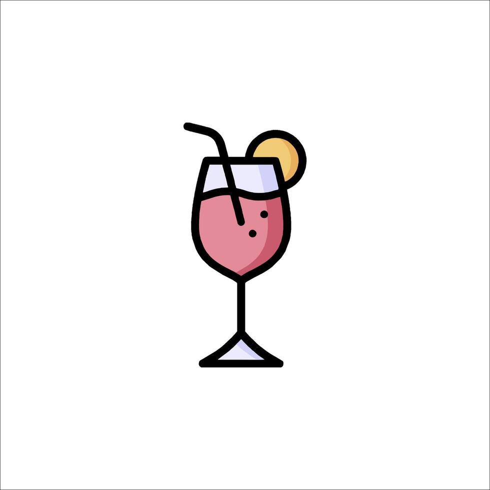 A drink with a straw and a slice of lemon vector