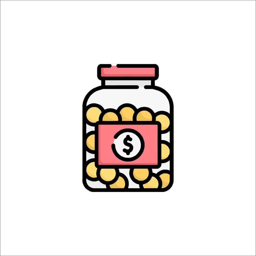 A jar with money inside and a dollar sign vector