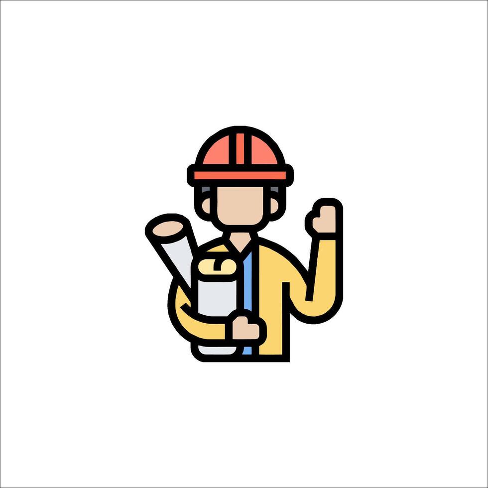 A construction worker holding a hammer and a tool vector