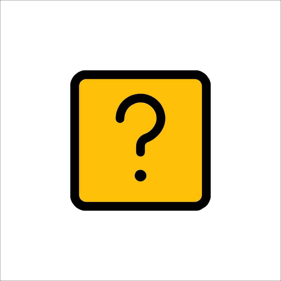 A yellow square with a question mark on it vector