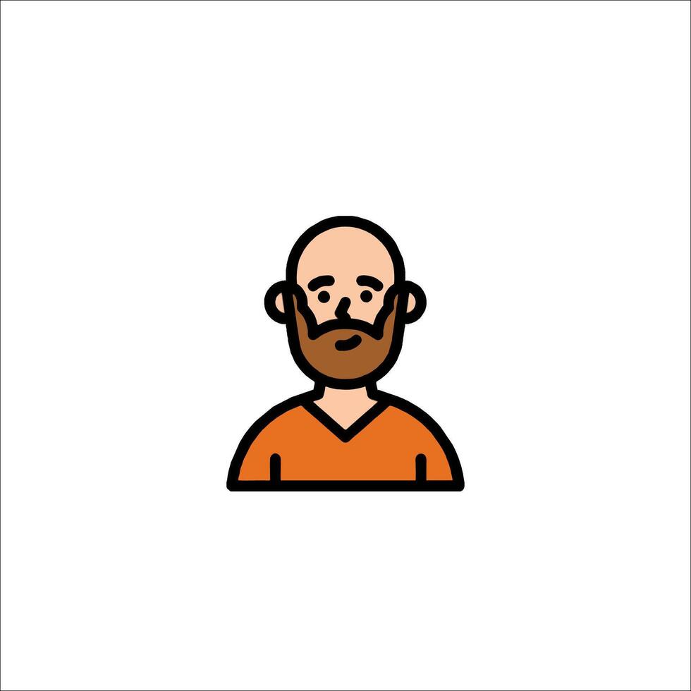 A man with a beard and mustache in an orange shirt vector
