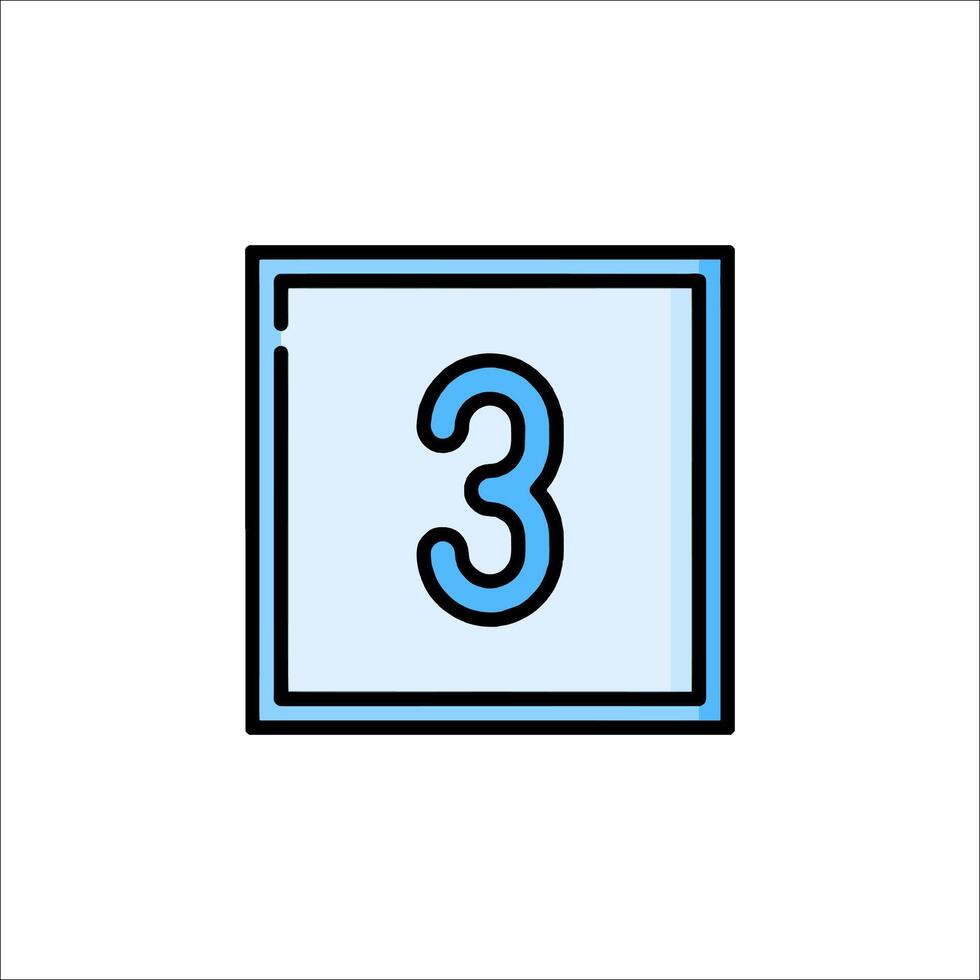 A blue number three in a square box vector