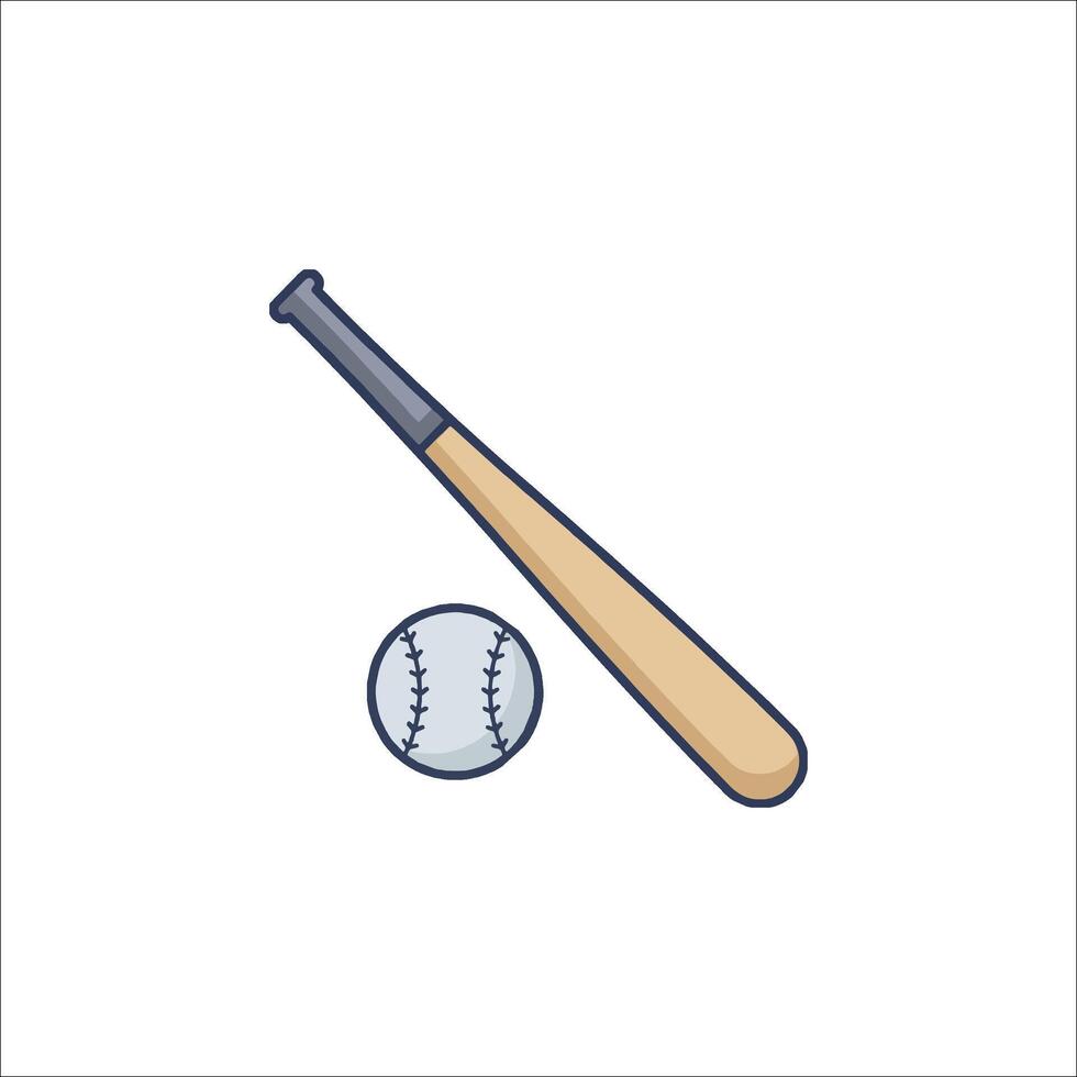 Baseball bat and ball icon isolated on white background vector