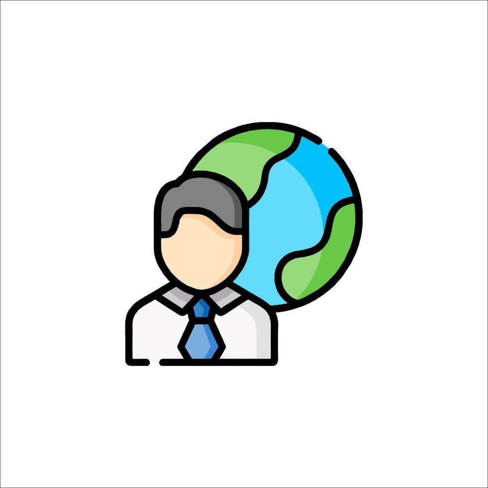 Businessman with earth icon illustration vector