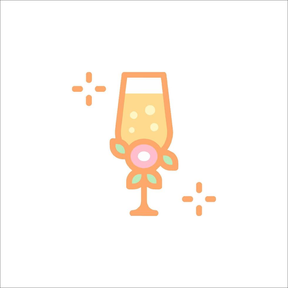 A glass of champagne with a flower in it vector
