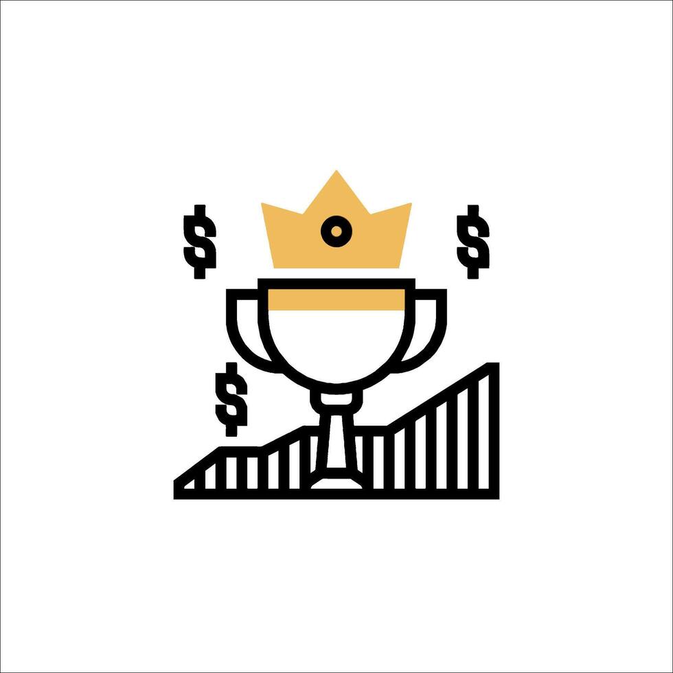 A gold crown and dollar sign on top of a cup vector