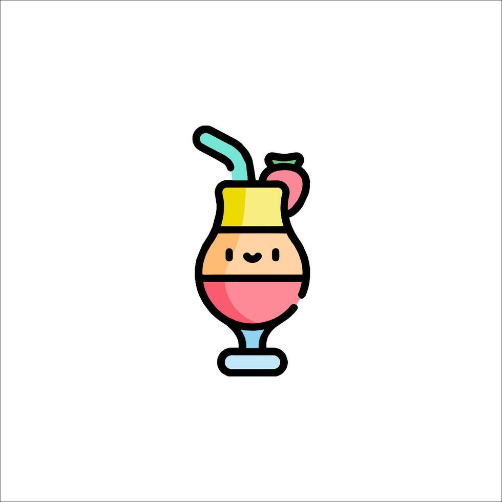 A cartoon drink with a straw and a straw vector