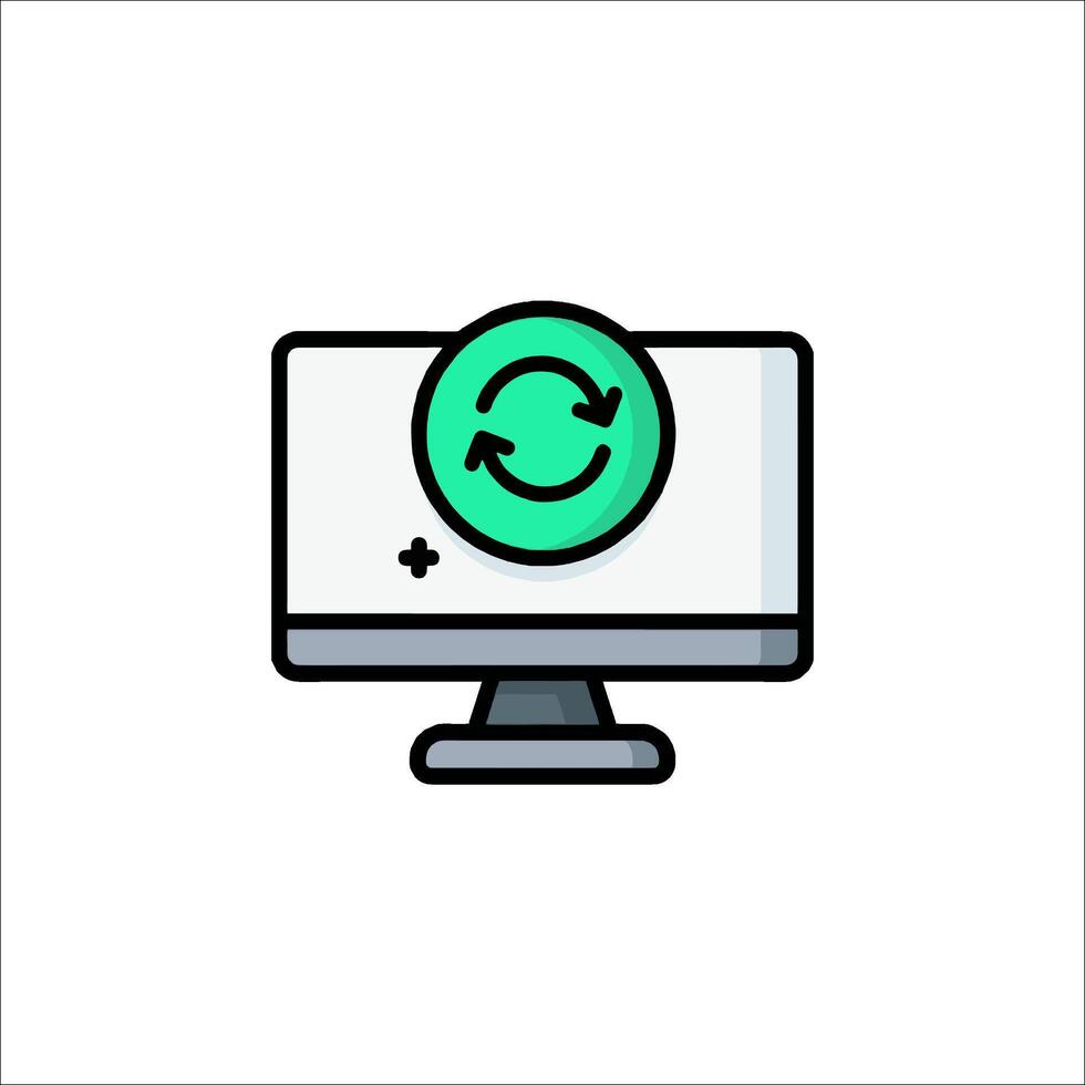 A computer monitor with a green arrow on it vector