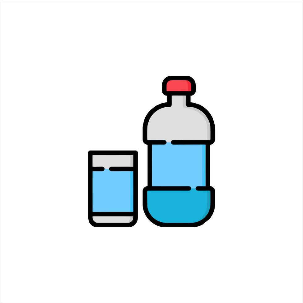 Bottle and glass of water icon illustration vector