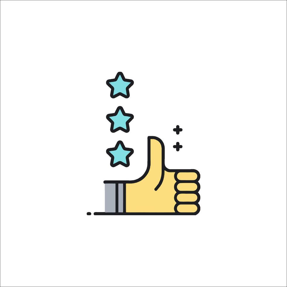 A hand giving a thumbs up with five stars vector